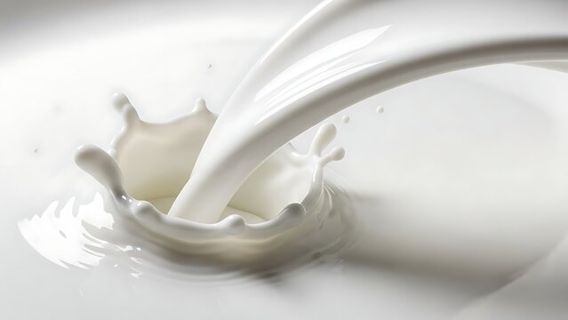 Splash of white liquid being poured into a pool of milk