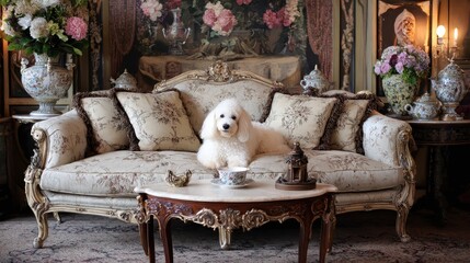 Dreamy dog portrait in flowing fabric light, dreamy dog portrait with soft artistic motion, dreamy dog portrait for emotional fine art concept