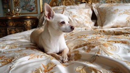 Dreamy dog portrait in flowing fabric light, dreamy dog portrait with soft artistic motion, dreamy dog portrait for emotional fine art concept