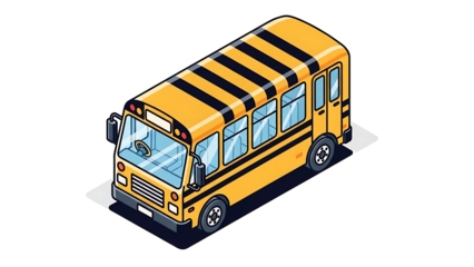 Yellow School Bus Isometric Illustration yellow bus