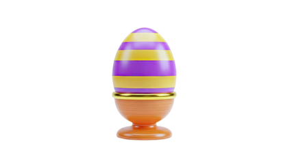 Striped Easter Egg in Egg Cup