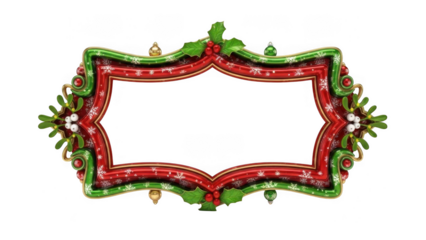 Christmas frame with holly decoration isolated on transparent background