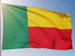Benin Flag Waving in Open Air