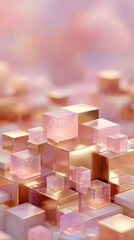 Elegant abstract cubes showcase digital art gallery 3d design soft environment aesthetic viewpoint