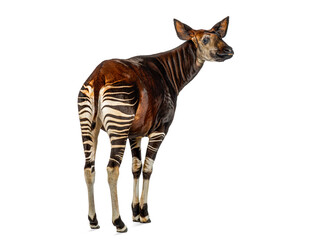 Okapi looking back on white background © Eric Isselée