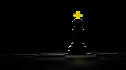 A chess king with a yellow cross on top.