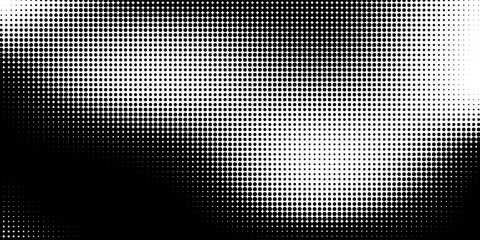 fun beautiful black and white shadow halftones retro pop art funky urban colorful comic book. Dotted halftone gradient texture. Vanishing polka dot background. Repeating dots gradation pattern backgro