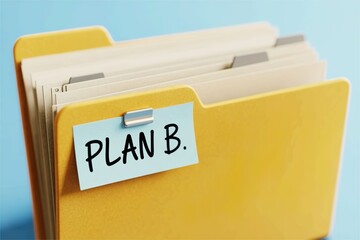 file folder with plan B label. Business backup plan and risk control