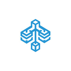 Obraz premium Geometric shapes forming a symmetrical logo design on a plain white background