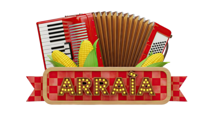 Accordion and Corn Festa Junina "Arraia" Sign