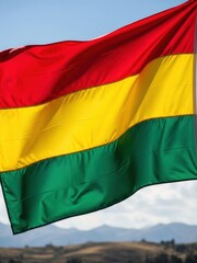 Bolivian Tricolor Flag in the Wind