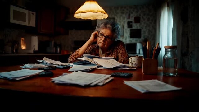 Tax return season. A closeup shot of a cluttered wooden table with various items on it, including papers, a calculator, and other miscellaneous objects.