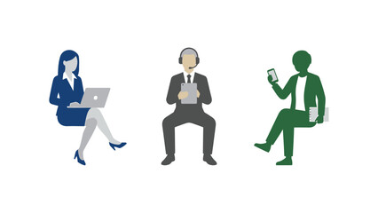 Diverse Business Professionals Using Technology in Modern Workplace