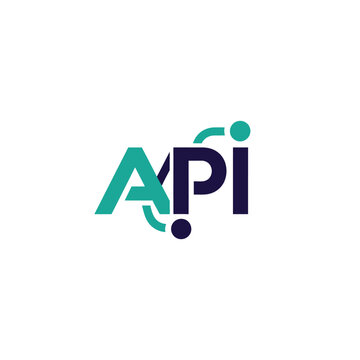 A stylized API logo featuring intertwined letters and abstract shapes in teal and purple hues, representing digital connectivity and modern technology.