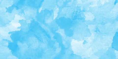Obraz premium abstract blue watercolor sky for backdrop grunge aquarelle paint paper textured canvas for vintage design, with light turquoise, abstract cerulean blue watercolor wash texture background wallpaper.