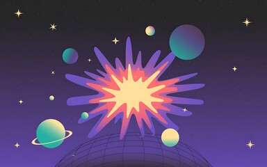 Fototapeta premium Celestial burst over a globe