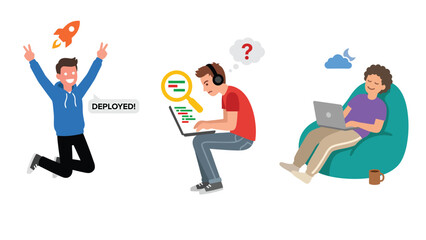 Illustrations of Remote Work and Software Development Process