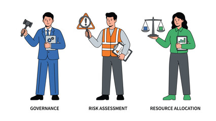 Business Management Illustration: Governance, Risk Assessment, Resource Allocation