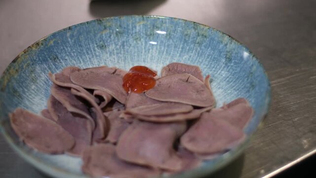 true preparation of marinated beef tongue