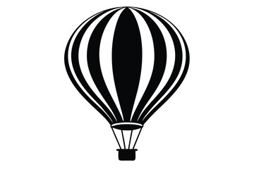 Naklejka premium Sporty Hot Air Balloon Silhouette, Black and White Vector Illustration for Hot Air Balloon Festival and Racing Event Branding Isolated on White