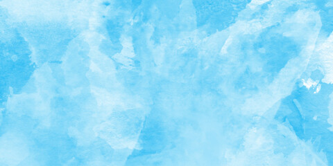 Obraz premium Abstract blue watercolor shades blurry and defocused cloudy Sky background, light turquoise color hand drawn frame illustration, smeared light turquoise frame, Soft light blue watercolor background.