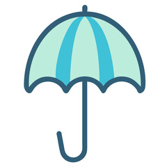 Blue Striped Umbrella Icon Simple Vector Illustration