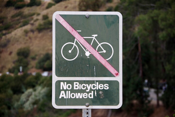 NO BICYCLES ALLOWED sign at a public park