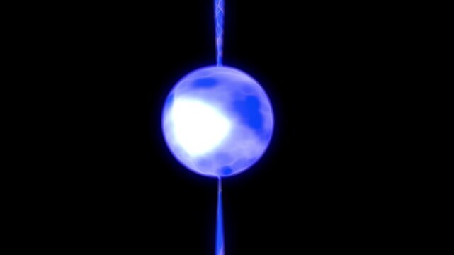 Rotating Pulsar Star with Energy Beams in Cosmos. 3d Animation