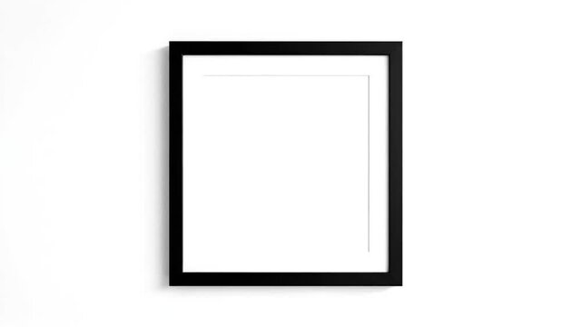 a black picture frame on a white background . use as multipurpose tittle intro, background. product mockup. motion graphics background