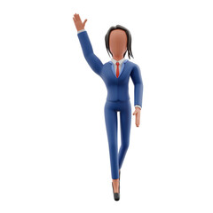 Businesswoman waving 3d illustration