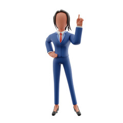 Businesswoman with Pointed Finger 3d illustration