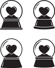 Silhouette of snow globe with heart shape inside