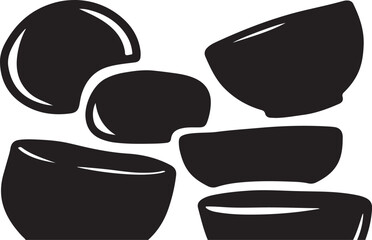 Black and white illustration of abstract shapes