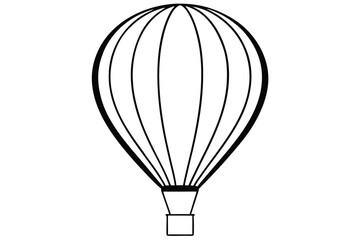 Naklejka premium Whimsical Hot Air Balloon Illustration, Black and White Line Drawing for Creative Projects