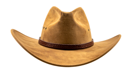 Isolated Classic Tan Cowboy Hat with Leather Band
