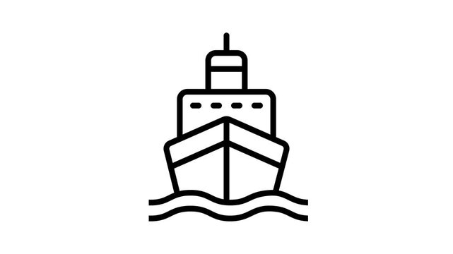 A captivating outline animated icon of cargo transport ship