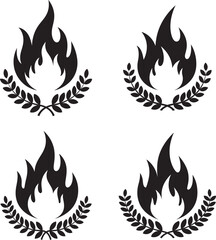 Fire flame laurel wreath silhouette design element