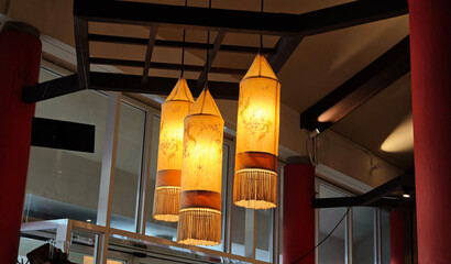 Chinese-style lanterns in the cafe.