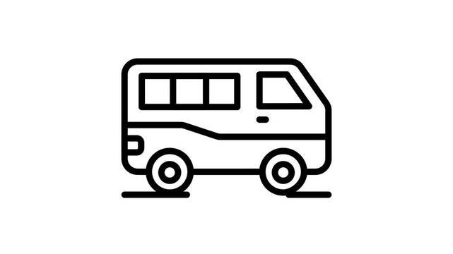 A customizable outline animated icon of delivery service van
