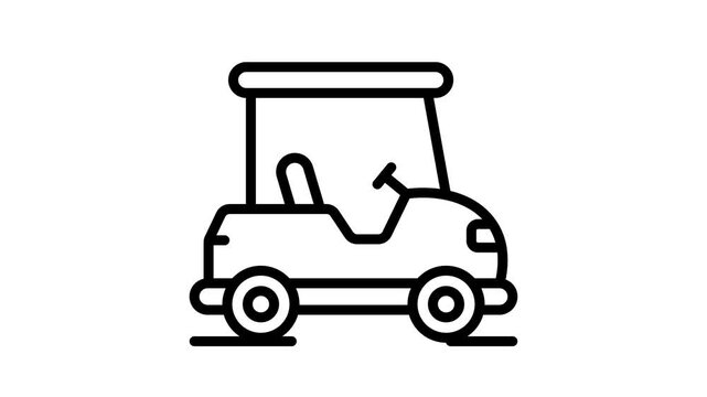 A modern linear animated icon of small golf cart