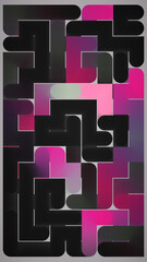 abstract geometric background of black maze with pink accents, tangled structure. Digital 3d illustration