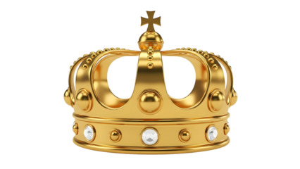 Golden crown with jewels and cross on top