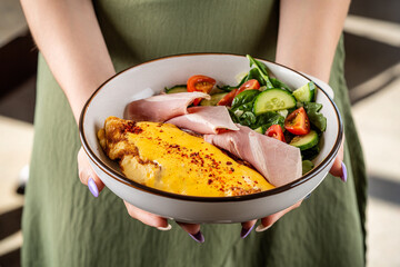 Modern Eco Omelet Bowl Offered By Woman