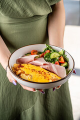 Modern Eco Omelet Bowl Offered By Woman