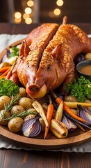 Roasted Pig with Vegetables.