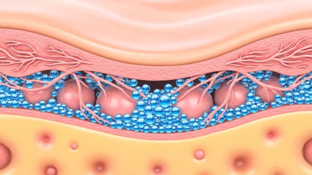 A video illustrating the human body's lymphatic system with blue fluid flowing through it . use as multipurpose tittle intro, background. product mockup. motion graphics background