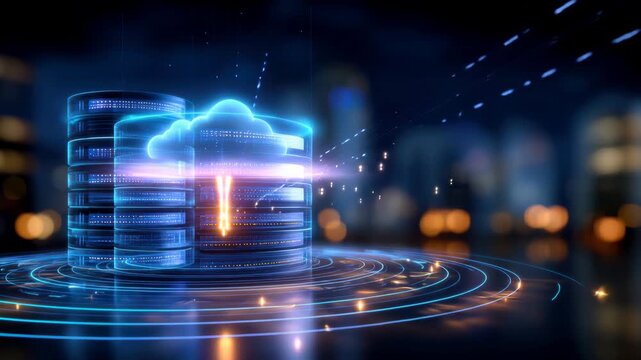 Cloud computing data center server database technology network digital futuristic storage security abstract technology background