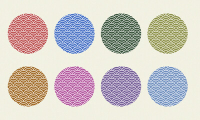 和風あしらい素材/青海波模様