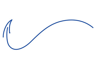 アナログ感のあるサインペン風の矢印 青色アイコン・おしゃれな手書きの矢印 動きのある曲線デザイン