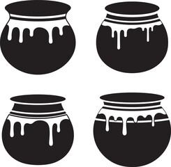 Set of honey pots silhouette sweet tasty food